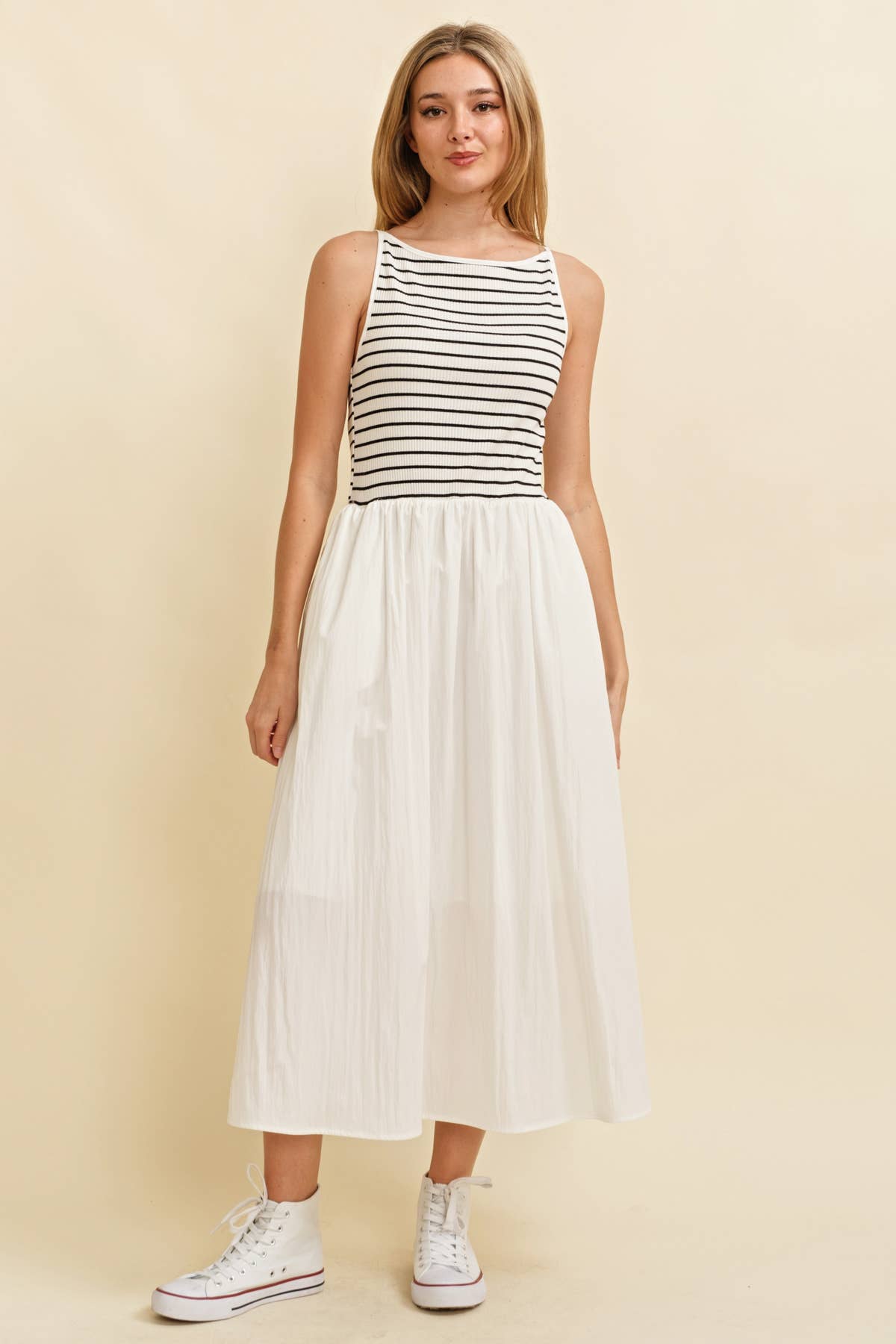 Drop Waist Stripe Maxi Dress