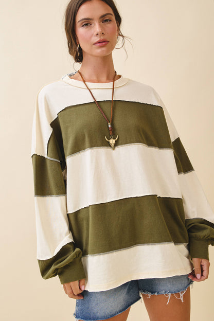 Long Sleeve Color Block Top