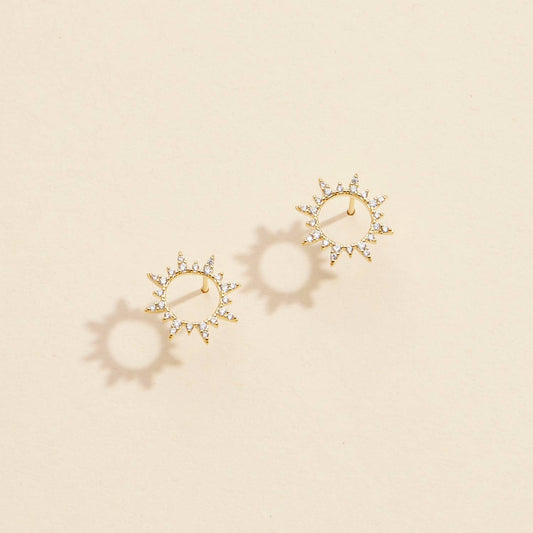 Sunburst Gold Dip Stud Earrings