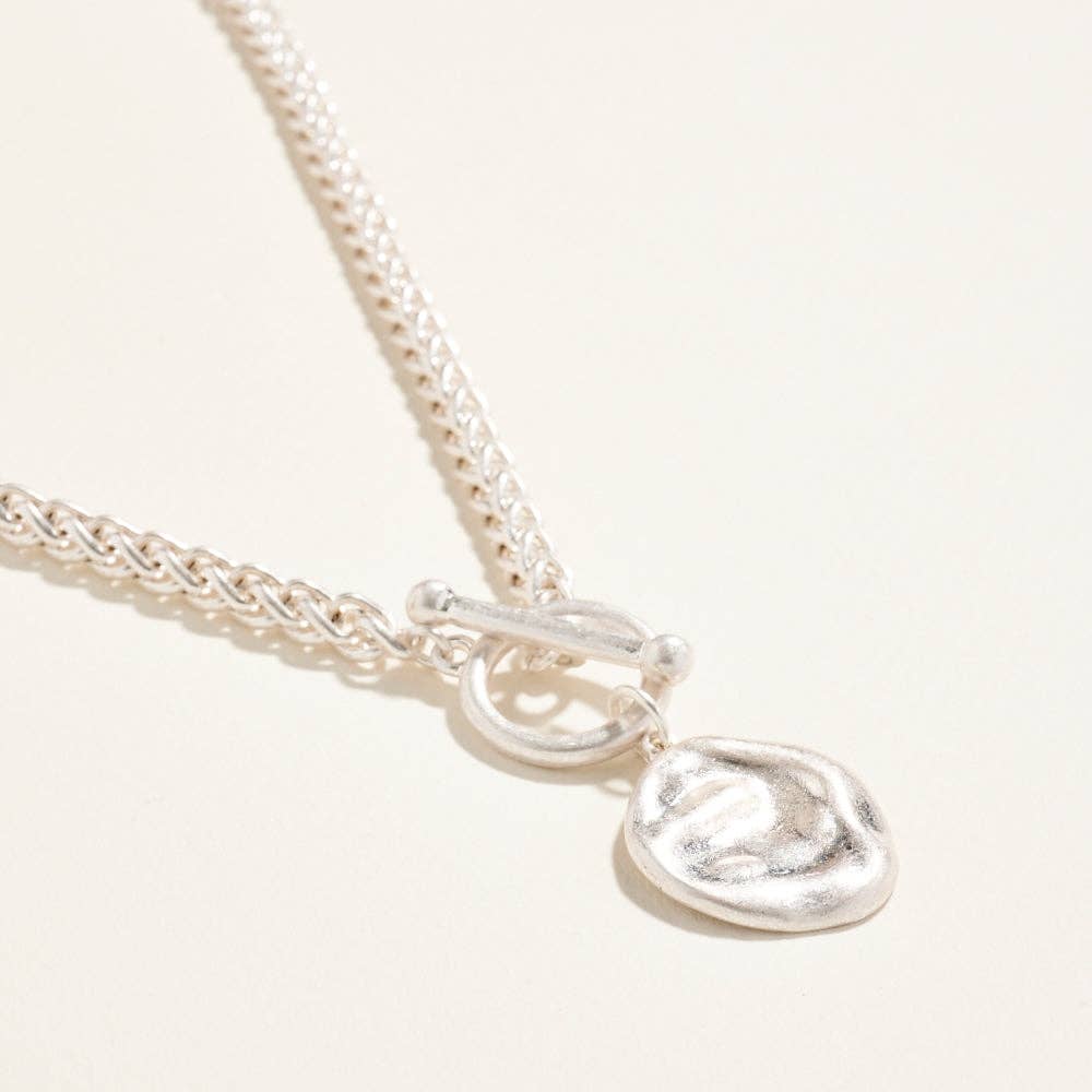 Wheat Chain Disk Pendant Necklace