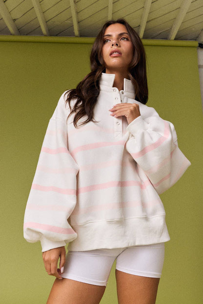 Addison Multi Color Stripe Snap Button Pullover