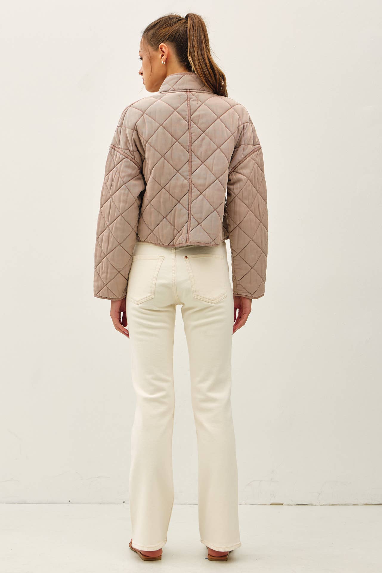Garment Washed Quilt Crop Jacket
