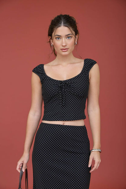 Paola Polka Dot Knit Top