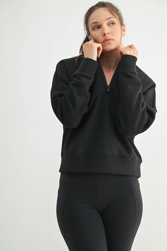 Princess Seam Quarter Zip Pullover Sweatshirt