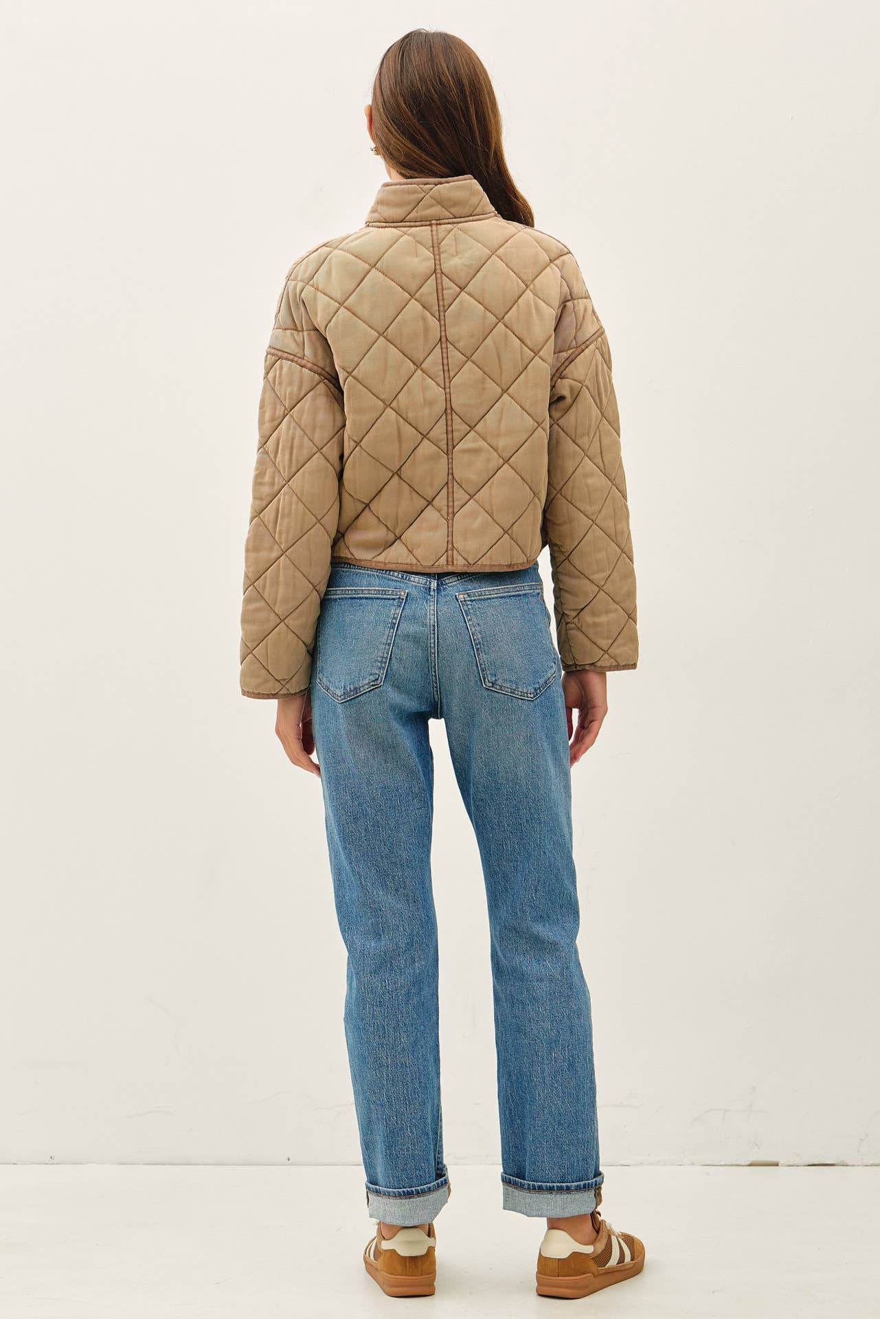 Garment Washed Quilt Crop Jacket
