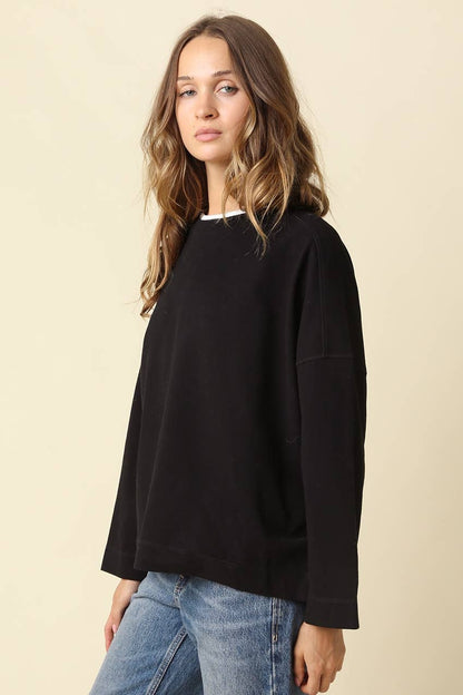 Jamie Contrast Round Neck Knit Top