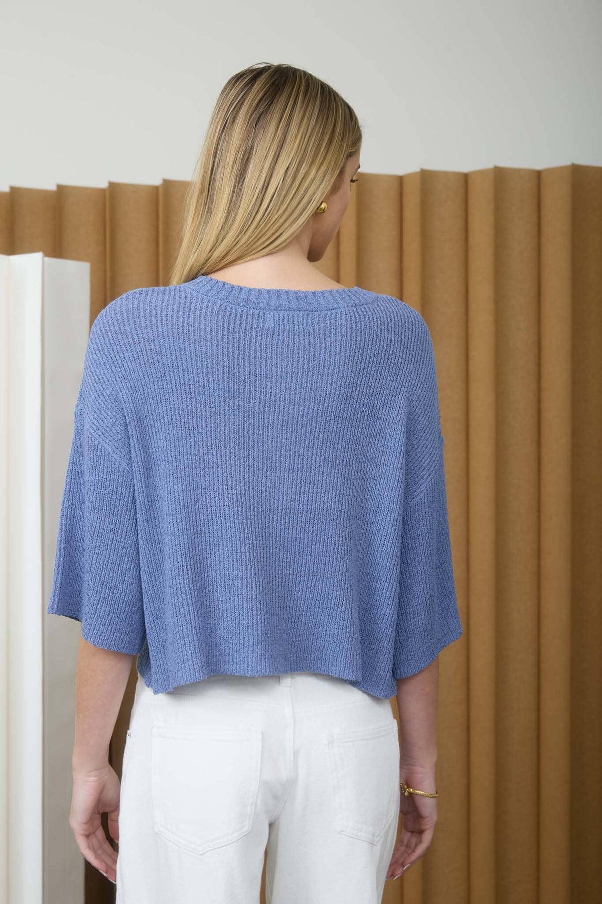 Boxy Short Sleeve Button Down Knit Cardigan