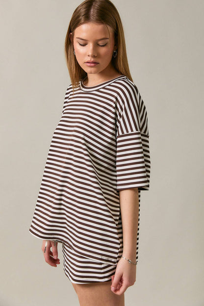 Short Sleeve Oversized Striped T-Shirt