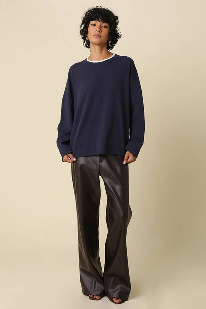 Jamie Contrast Round Neck Knit Top