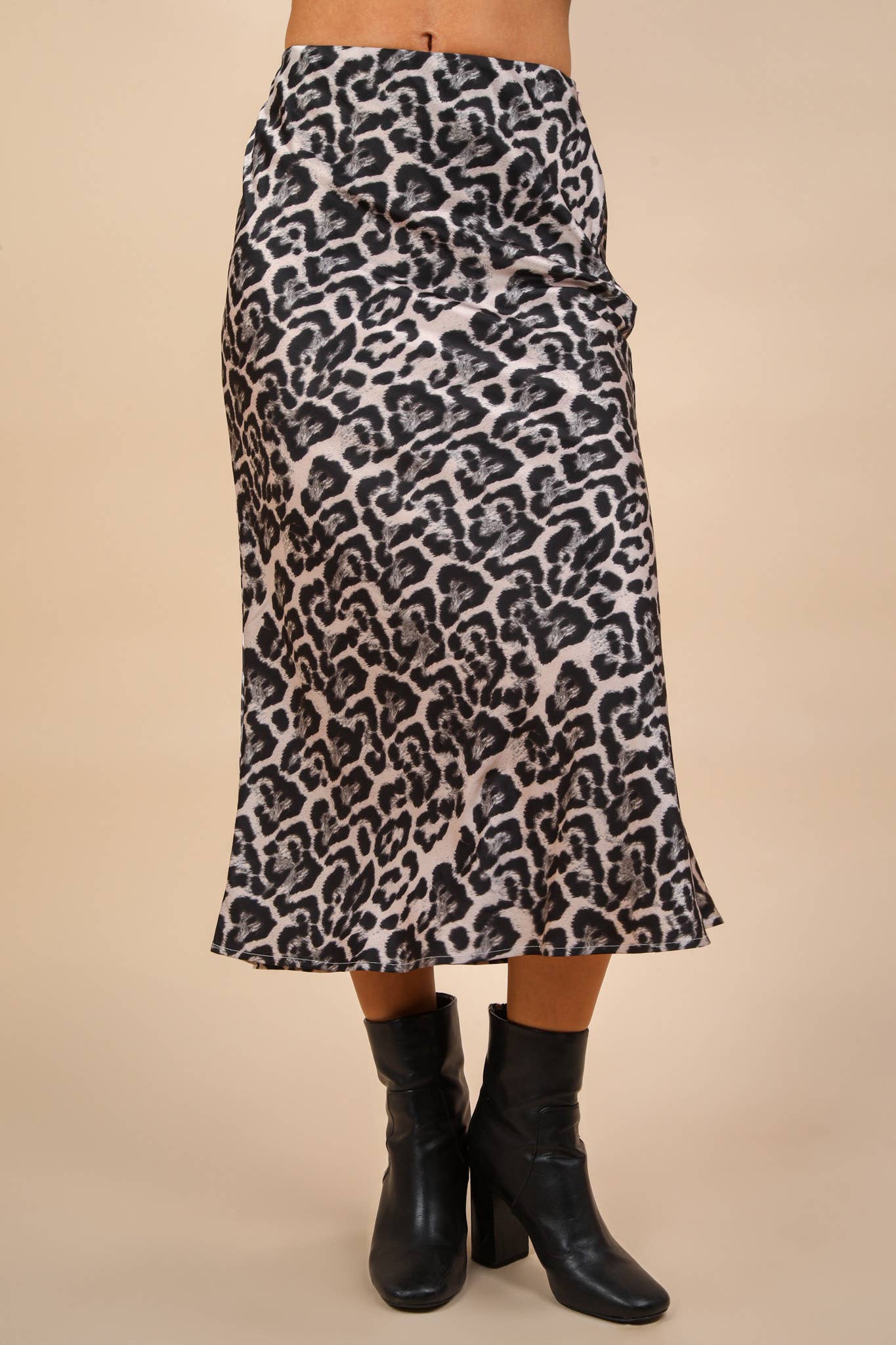 Leopard Printed Bias Cut Midi Skirt