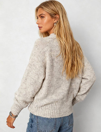 Ladies Ribbed Trim Knit Sweater