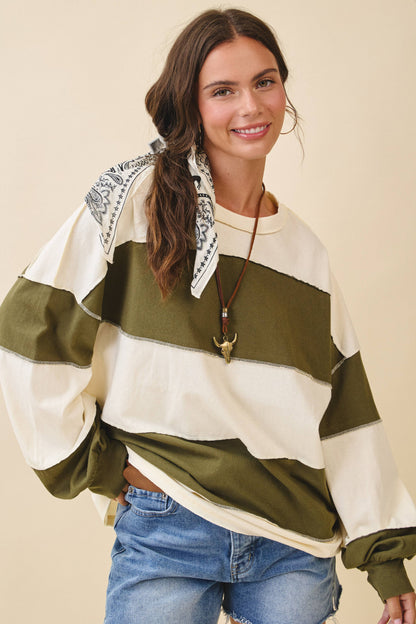 Long Sleeve Color Block Top
