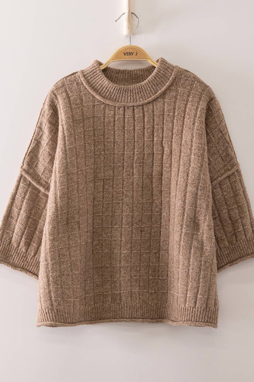 Cropped Length Ribbed Knit Sweater