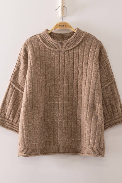 Cropped Length Ribbed Knit Sweater