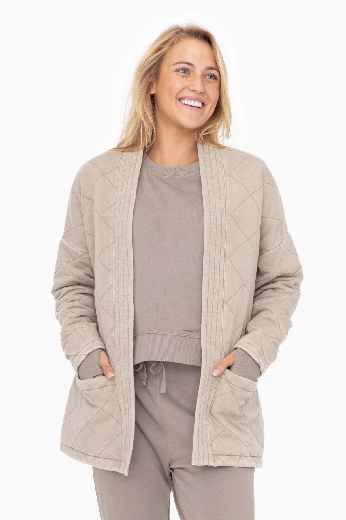 Quilted Mineral Washed Wrap Jacket