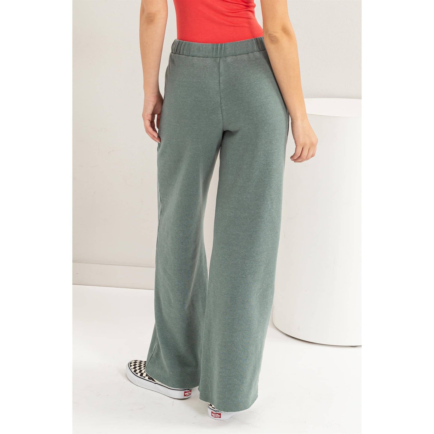 Mid Rise Drawstring Flared Pants