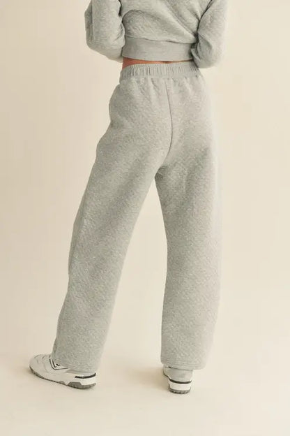 High Waist Quilted Wide Leg Pant