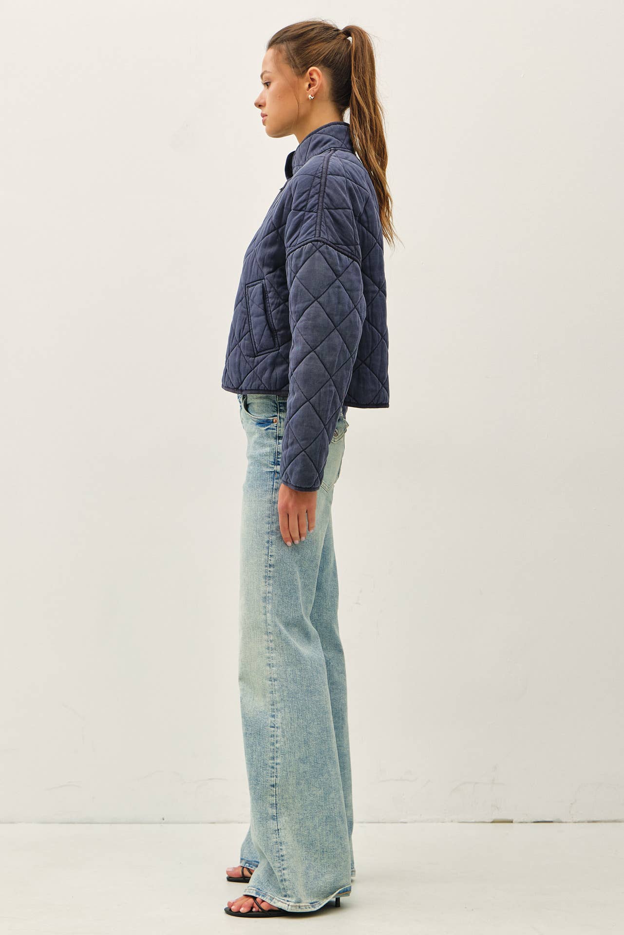 Garment Washed Quilt Crop Jacket