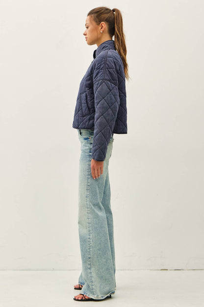 Garment Washed Quilt Crop Jacket
