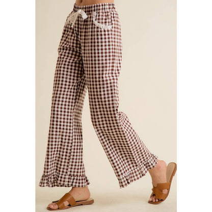 Gingham Ruffled Pull on Pant