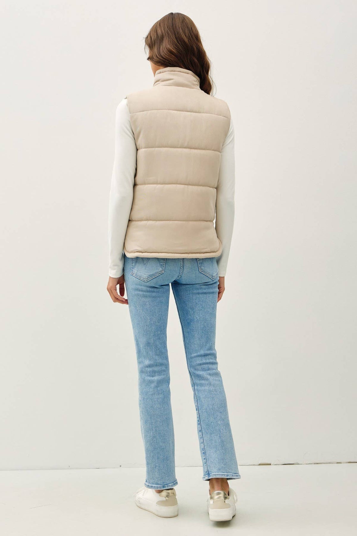 Suede-Like Puffer Vest
