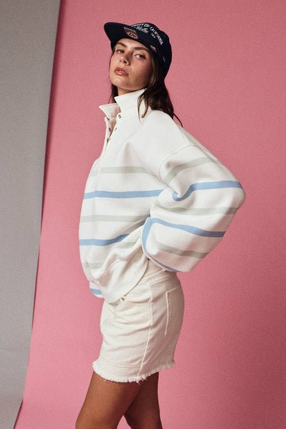 Addison Multi Color Stripe Snap Button Pullover