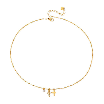 Petite Double Cross Necklace - WATERPROOF