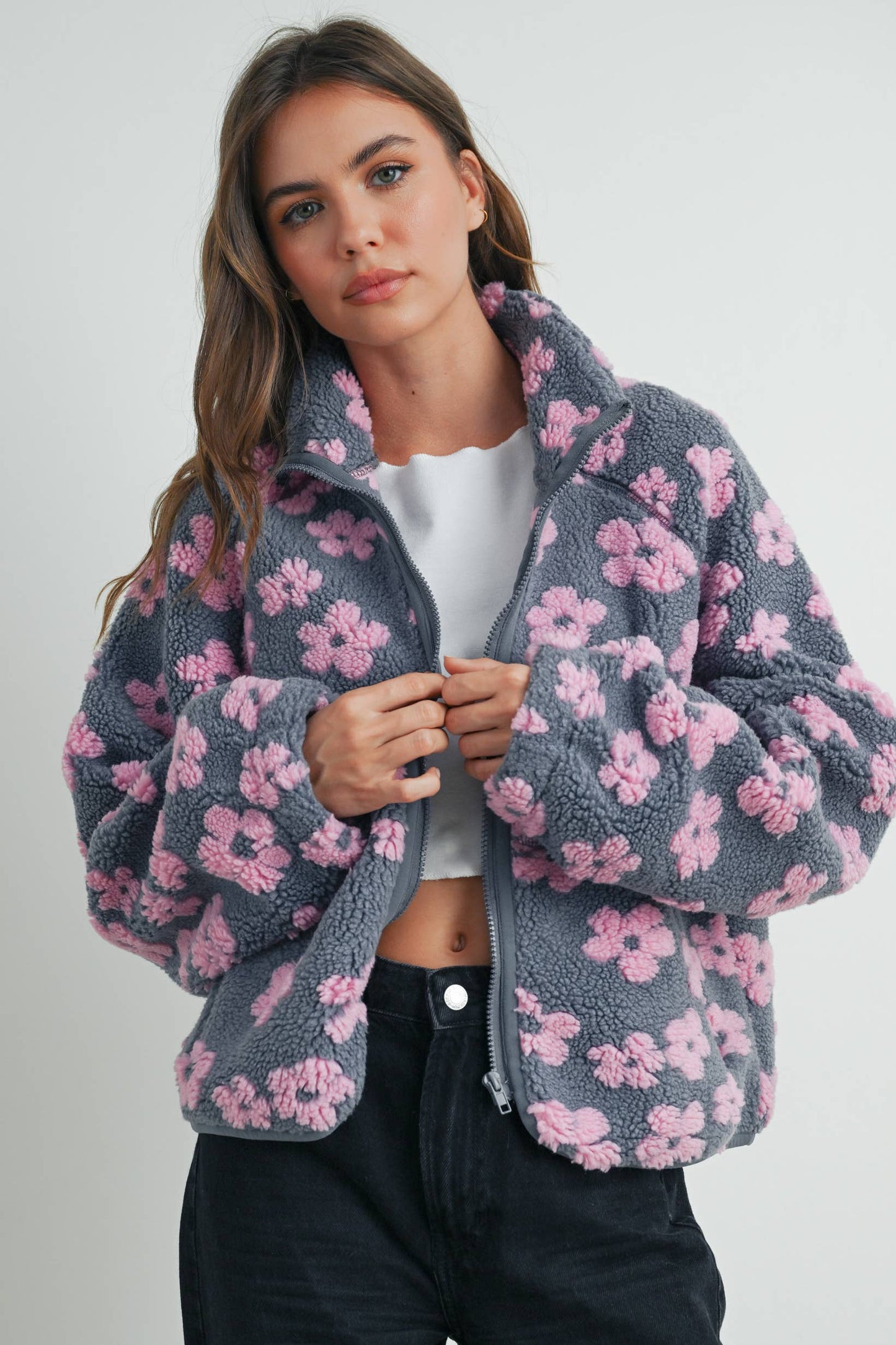 Daisy Flower Pattern Fleece Sherpa