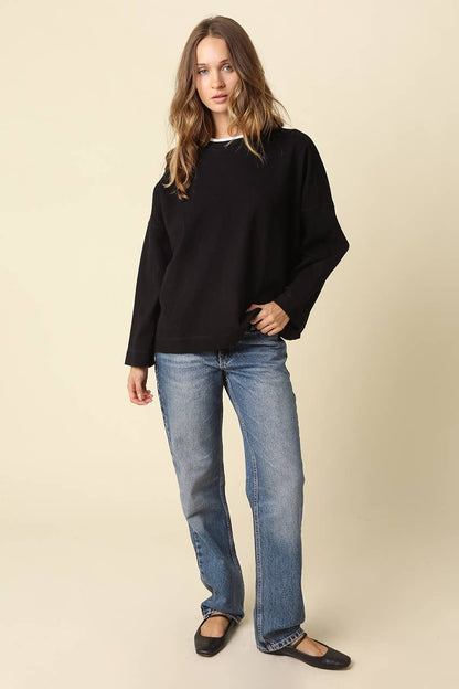 Jamie Contrast Round Neck Knit Top