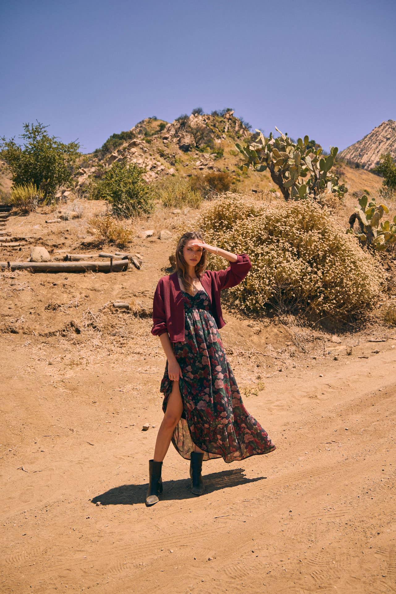 Love Letter To Autumn Floral Crinkled Maxi Smocked Dress