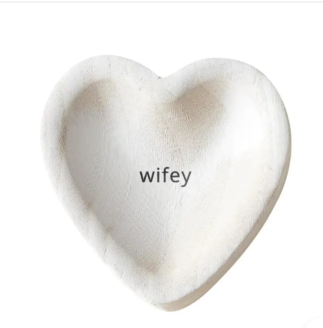 “Wifey” Wooden Heart Trinket Tray