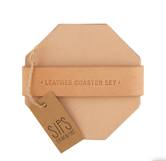 Leather Coaster Set/Black