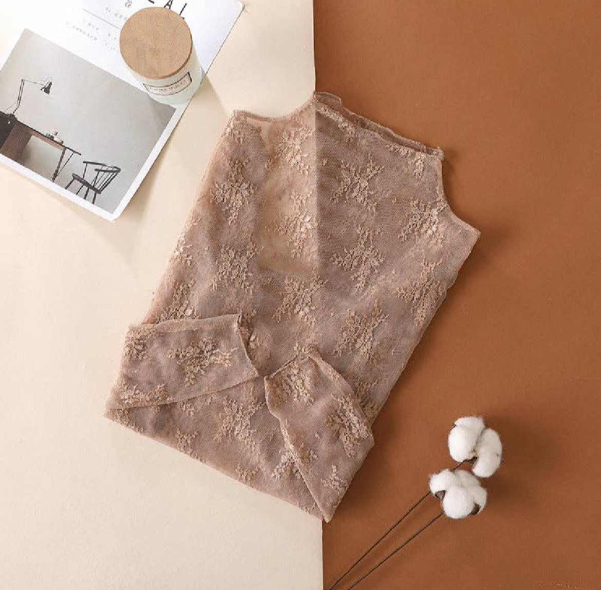 Lux Layering Floral Lace See Through Mesh Top Blouse