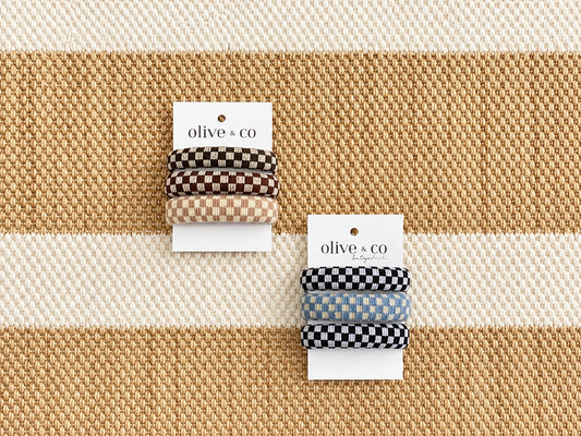 Checkered Hair Tie Trio
