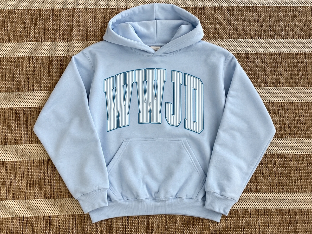 WWJD Baby Blue Hoodie