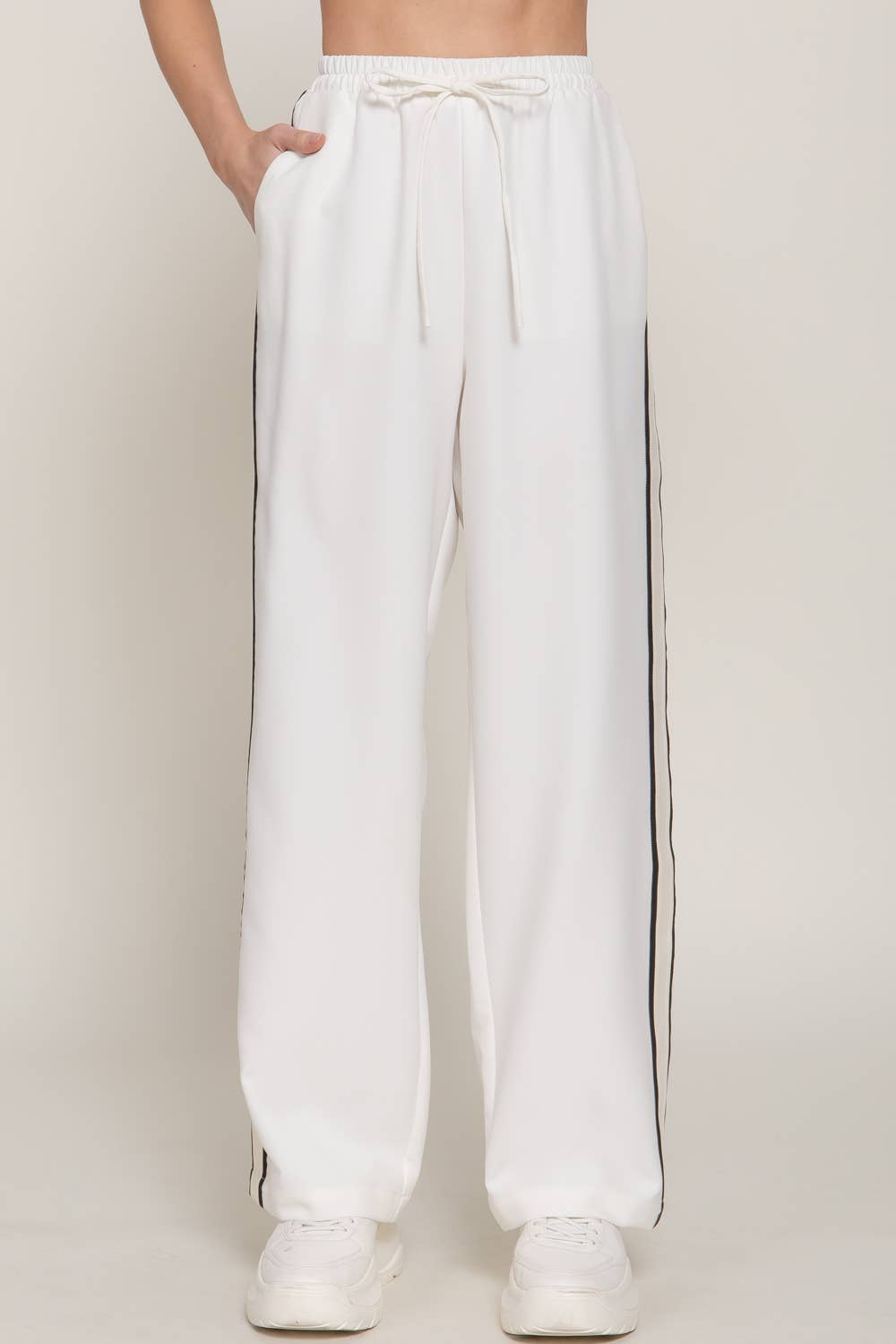 Side Stripe Straight Long Woven Pants