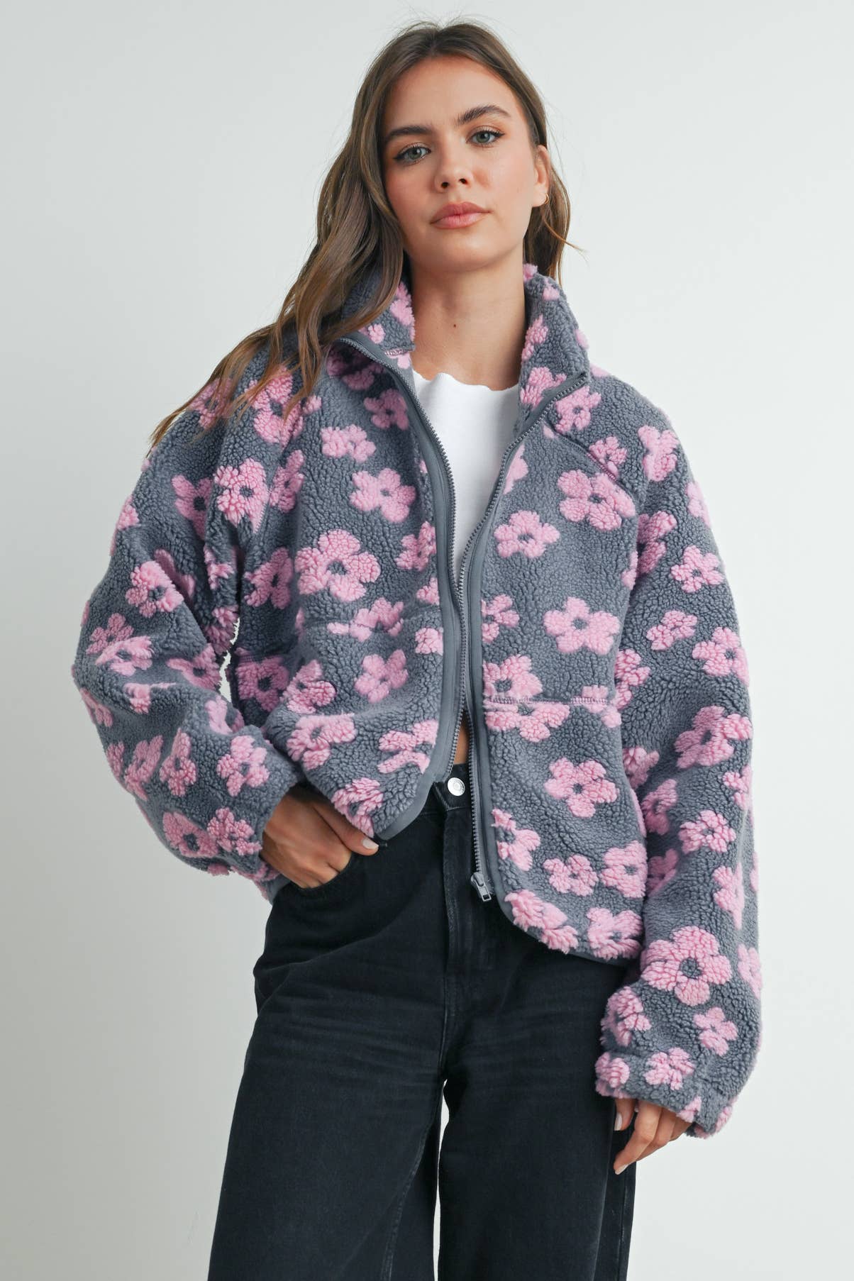 Daisy Flower Pattern Fleece Sherpa