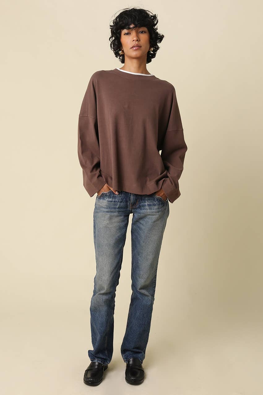 Jamie Contrast Round Neck Knit Top