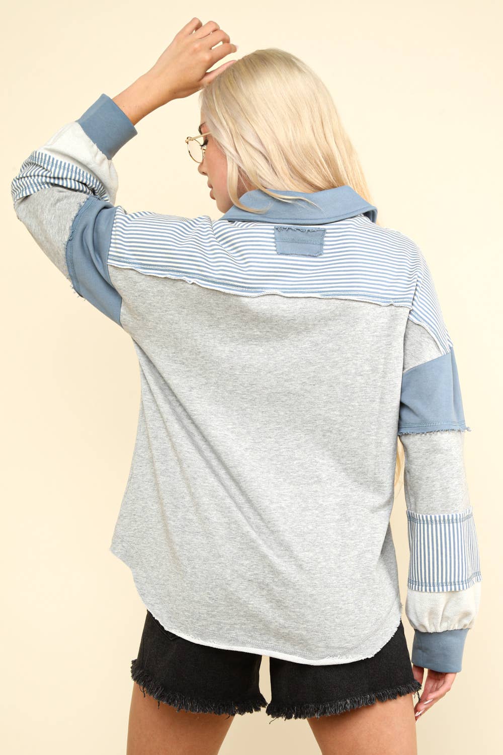 PLUS Color Block Oversized Casual Knit Top