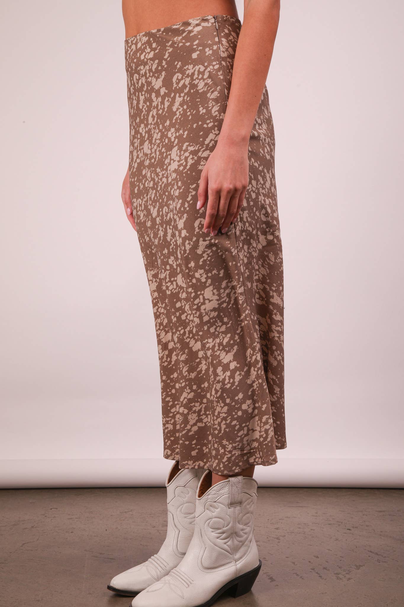 Leopard Printed Bias Cut Midi Skirt