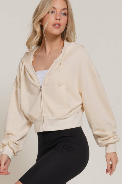 Long Sleeve Hoodie French Terry Zip Up Jacket