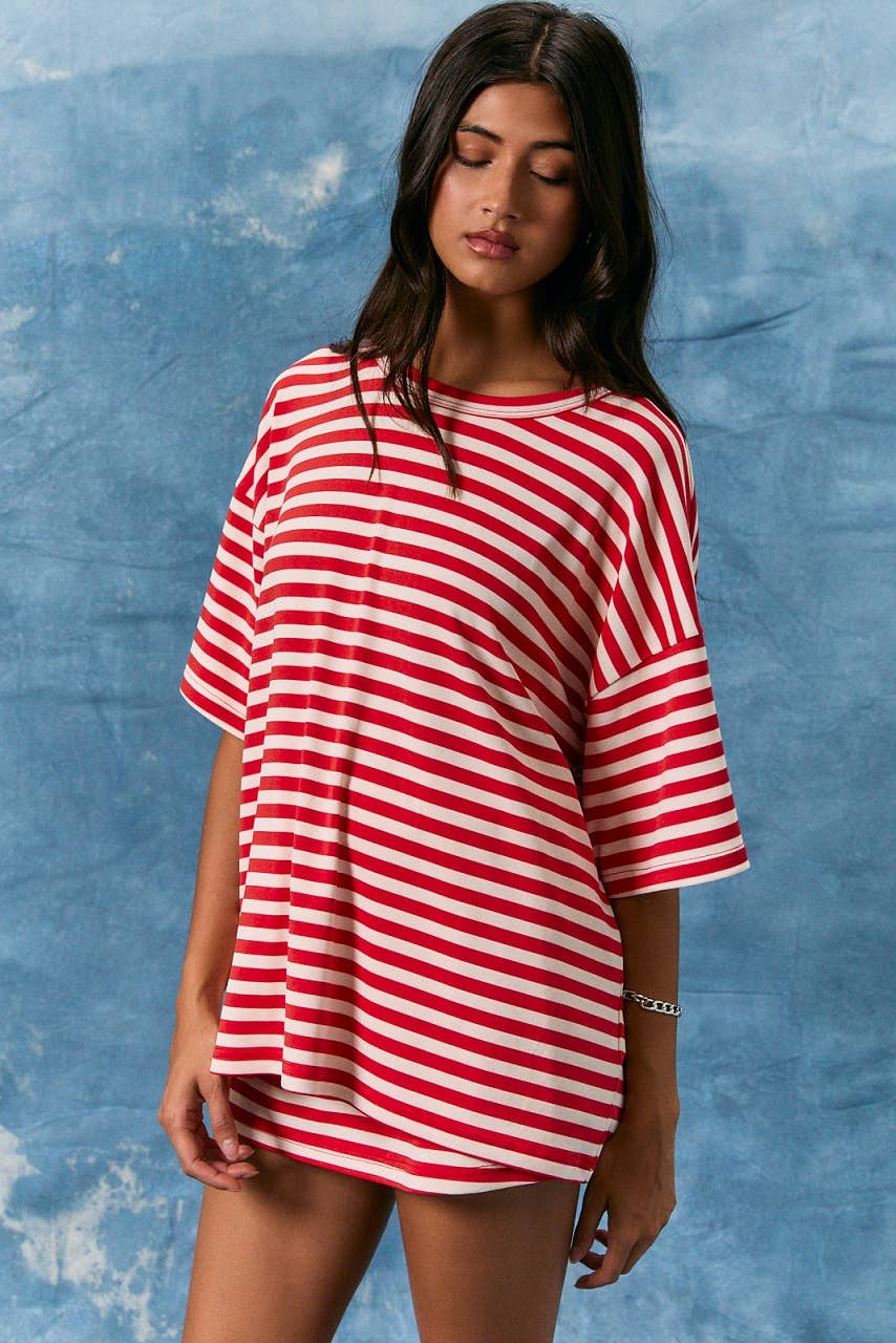 Short Sleeve Oversized Striped T-Shirt