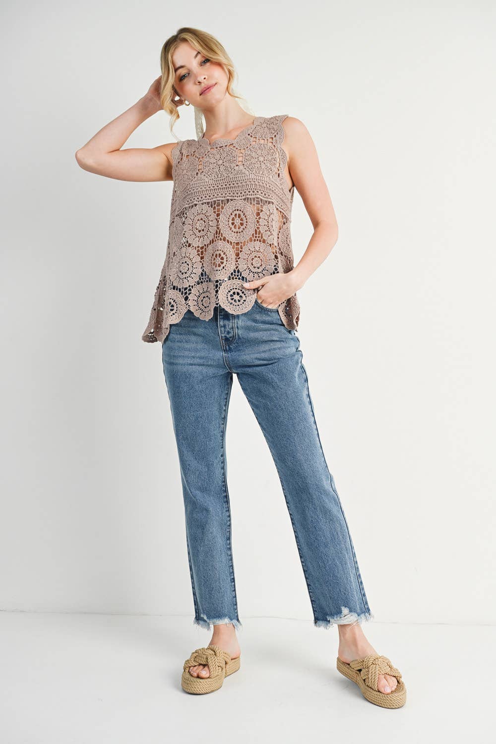 High Rise Straight: Leg Distressed Raw Hem