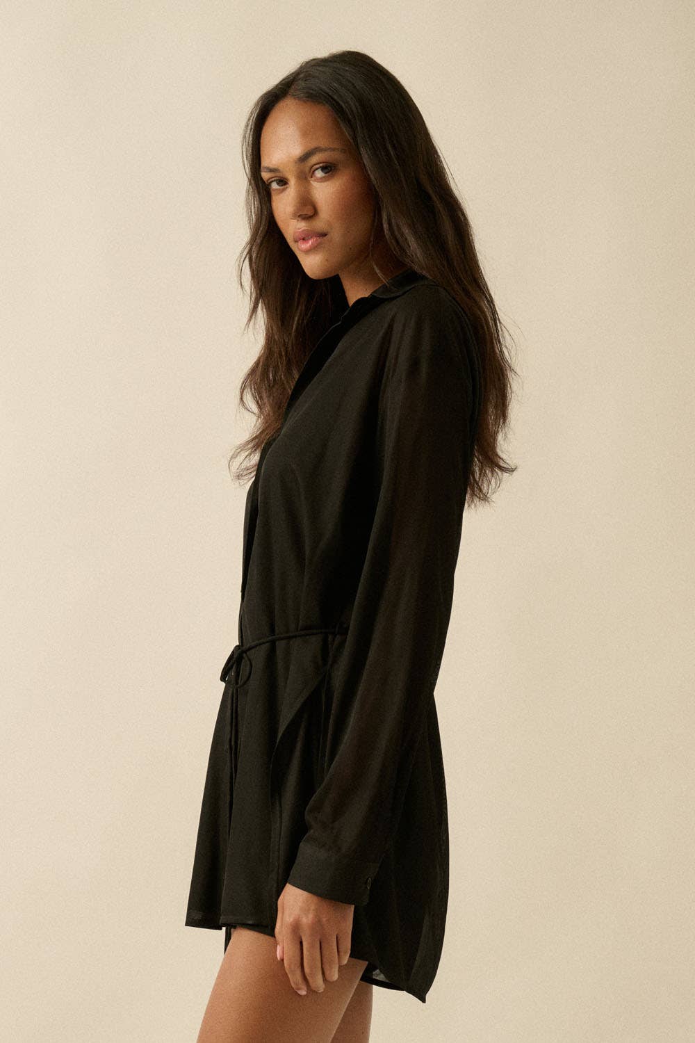 Ribbed Knit Belted Button-Up Romper