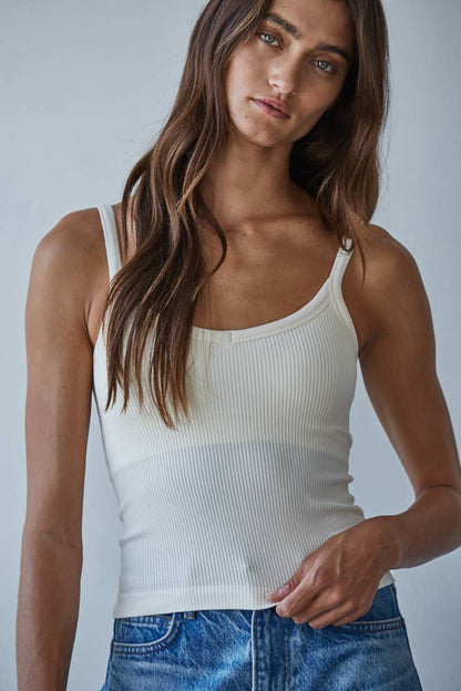 Seamless Ribbed Tank with Inner Padded Lining