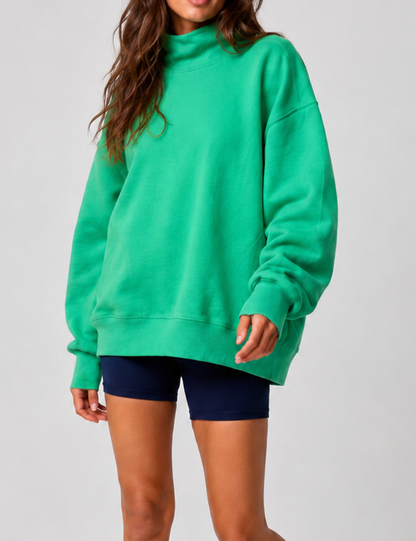 Ladies Pullover Mock Neck Oversized Sweatshirt