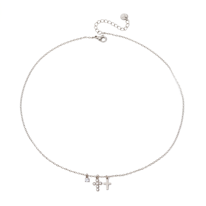 Petite Double Cross Necklace - WATERPROOF