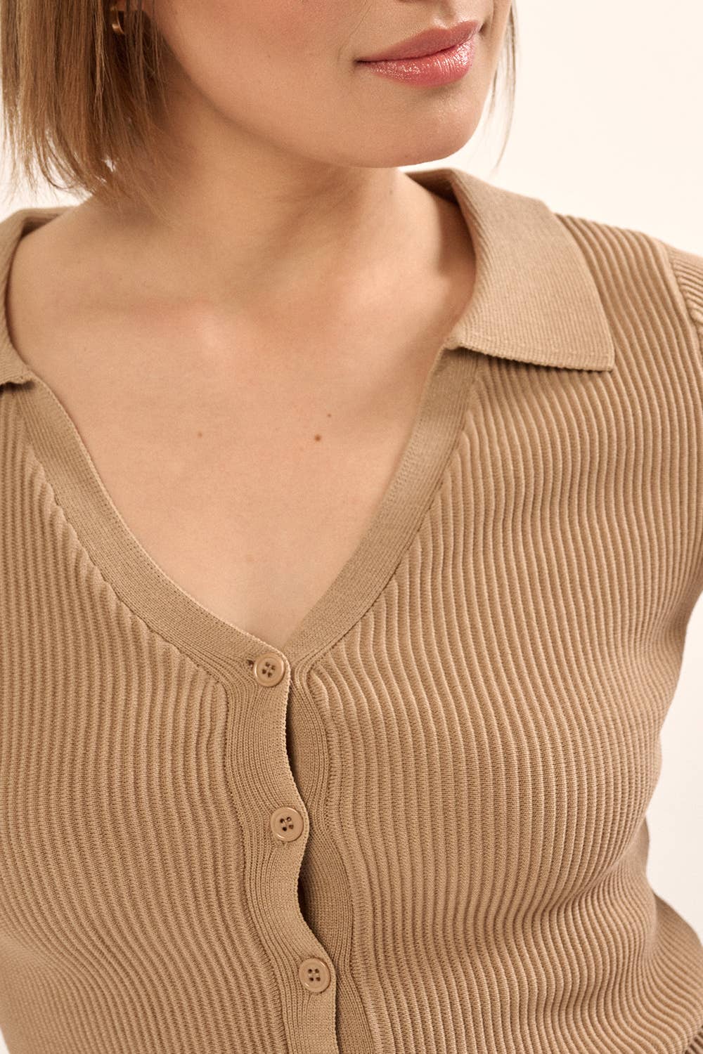 Shaper Fit Collar Neck Short Sleeve Rib Shirt