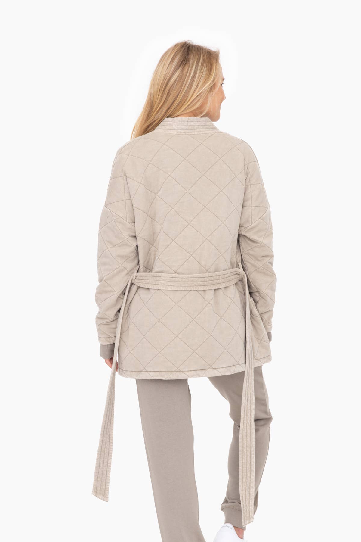 Quilted Mineral Washed Wrap Jacket