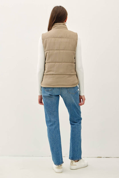 Suede-Like Puffer Vest